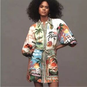 Alemais Paradisio Linen Print Dress